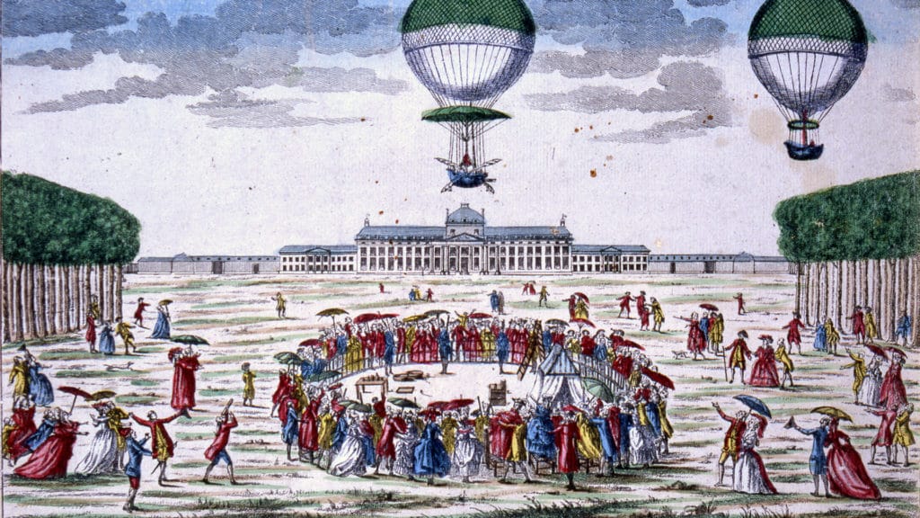 Expérience du vaisseau volant de Blanchard le 2 mars 1784 au Champ de Mars