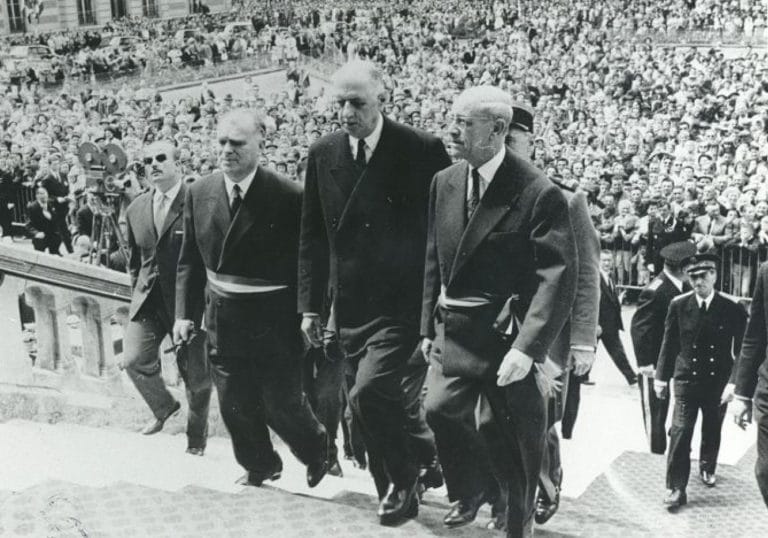 Armand Mandle et le Général de Gaulle à Évreux le 10 juillet 1960