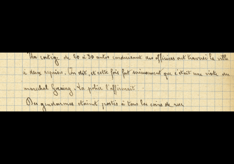 Extrait du Cahier n°2 d'Henri Lamiray où ce dernier parle à la date du 28 octobre 1940 de la visite d'Hermann Göring à Évreux
