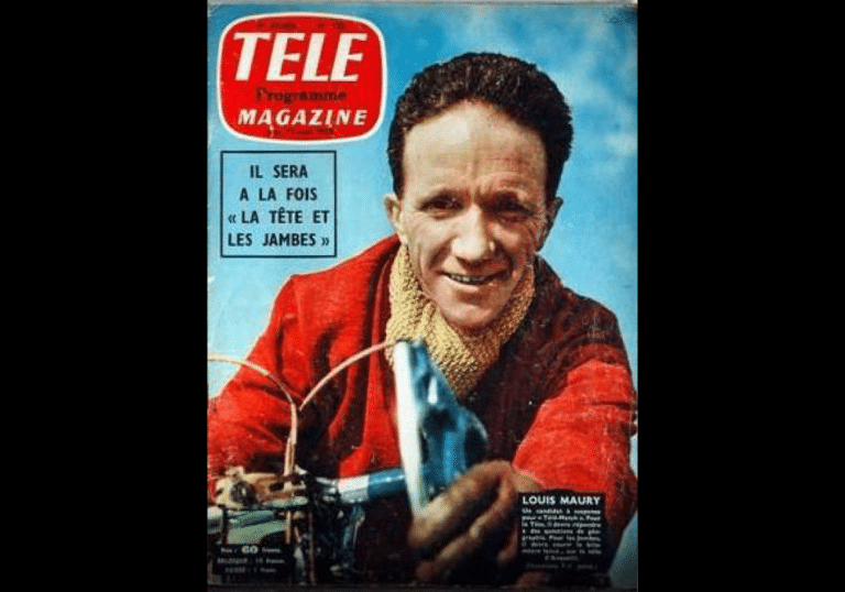 Louis Maury fait la « une » de Télé Magazine N° 128 du 6 avril 1958 pour sa participation à l'émission de télévision « La tête et les jambes »